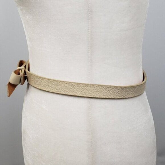 Brave Cream Narrow Leather Belt Bow Detail Size 28 - Picture 4 of 14